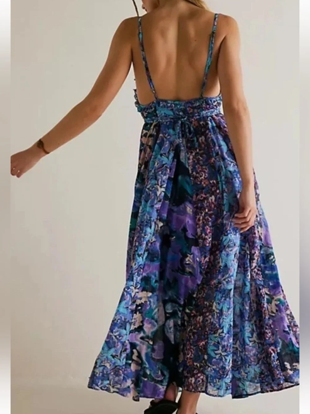 🆕 Free People Moondive Maxi Dress Purple Floral Combo Small Boho Beachy